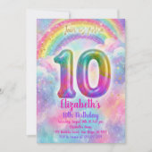 Balloons Birthday 10th Birthday  招待状 (正面)