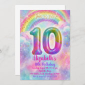 Balloons Birthday 10th Birthday  招待状 (正面/裏面)