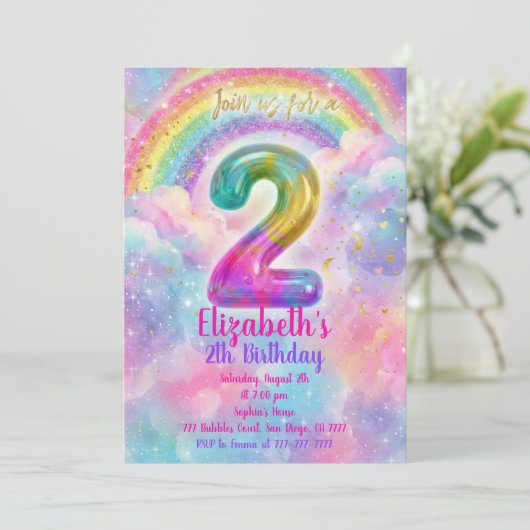 Balloons Birthday 2th Birthday  招待状 (スタンド正面)