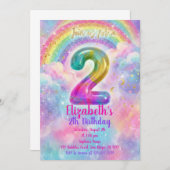Balloons Birthday 2th Birthday  招待状 (正面/裏面)