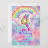 Balloons Birthday 4th Birthday 招待状 (正面)