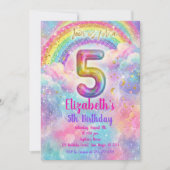 Balloons Birthday 5th Birthday 招待状 (正面)