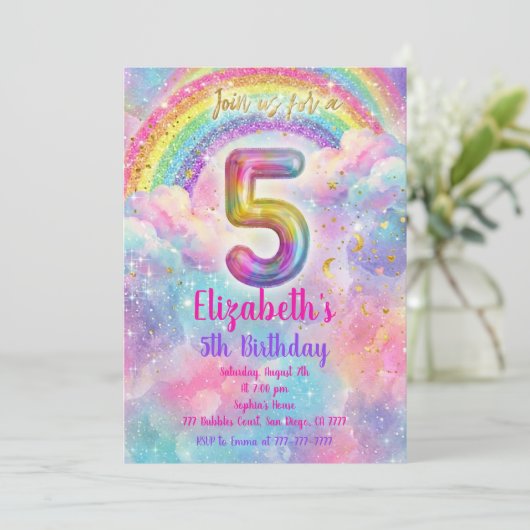 Balloons Birthday 5th Birthday 招待状 (スタンド正面)