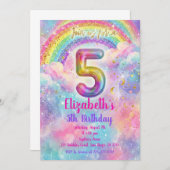 Balloons Birthday 5th Birthday 招待状 (正面/裏面)