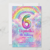 Balloons Birthday 6th Birthday  招待状 (正面)