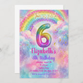 Balloons Birthday 6th Birthday  招待状 (正面/裏面)