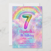 Balloons Birthday 7th Birthday  招待状 (正面)