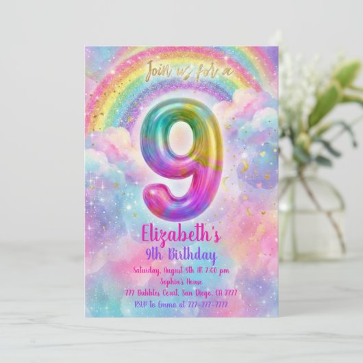 Balloons Birthday 9th Birthday 招待状 (スタンド正面)