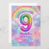 Balloons Birthday 9th Birthday 招待状 (正面/裏面)