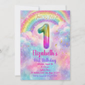 Balloons Birthday first Birthday  招待状 (正面)