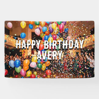 Balloons & Confetti  Personalized Happy Birthday 横断幕