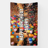Balloons & Confetti  Personalized Happy Birthday 横断幕 (縦)