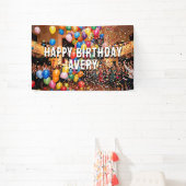 Balloons & Confetti  Personalized Happy Birthday 横断幕 (インサイチュ)