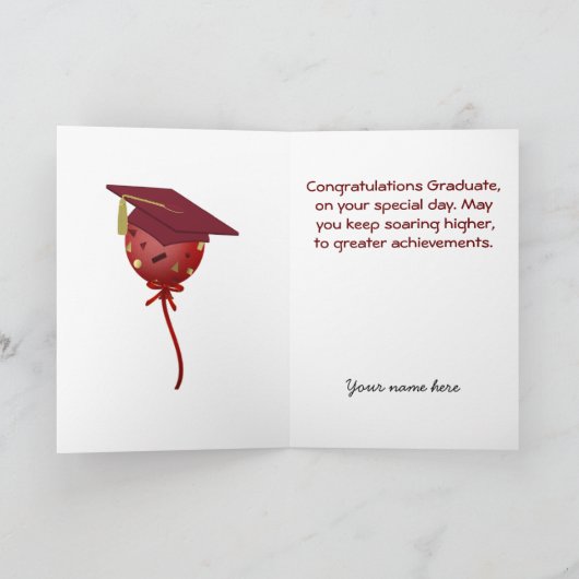 Balloons Custom Graduation Card カード (内部)