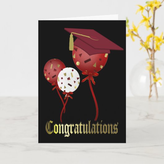 Balloons Custom Graduation Card カード (黄色い花)