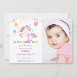 Balloons Flags Unicorns誕生日招待状写真 招待状