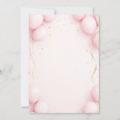 Balloons Girly Pink Calligraphy Elegant Sweet 16 招待状 (裏面)