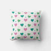Balloons hearts Green Pink Romantic Pattern Cute クッション (正面)