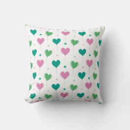Balloons hearts Green Pink Romantic Pattern Cute クッション