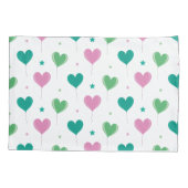 Balloons hearts Green Pink Romantic Pattern Cute 枕カバー (裏面)
