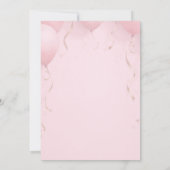 Balloons Pink Gold Modern Calligraphy Sweet 16 招待状 (裏面)