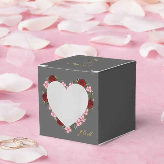 Ballottines gris décorées d'un cœur rose フェイバーボックス (ウェディング)