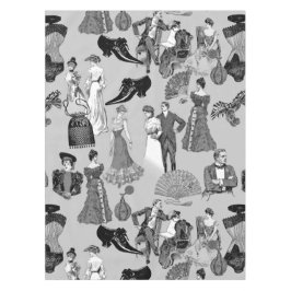 ballroom victorian era fashion toile black white テーブルクロス