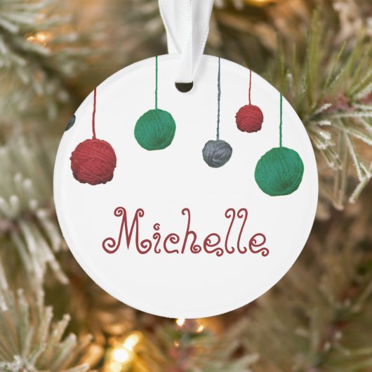Balls of Yarn Crafty Holiday / Your Text オーナメント (ツリー)
