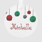 Balls of Yarn Crafty Holiday / Your Text オーナメント (裏面)