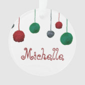Balls of Yarn Crafty Holiday / Your Text オーナメント (正面)