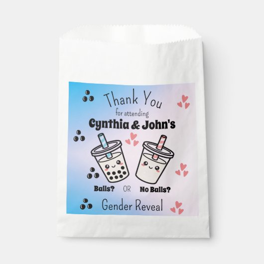 Balls or No Balls Bubble Tea Boba Gender Reveal フェイバーバッグ (正面)