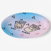 Balls or No Balls Bubble Tea Boba Gender Reveal ペーパープレート (アングル)