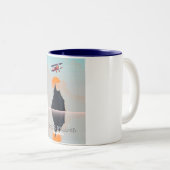 Balls Pyramid Australiaヴィンテージ飛行ポスター ツートーンマグカップ (正面右)