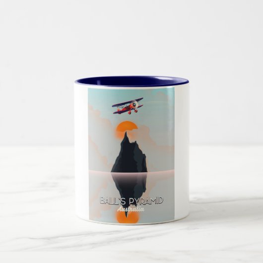 Balls Pyramid Australiaヴィンテージ飛行ポスター ツートーンマグカップ (中央)