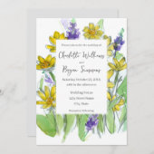Balsam Lupines Wildflowers Watercolor Wedding 招待状 (正面/裏面)