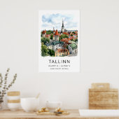 Baltic Tallinn City Wall Art - Illustrated Old ポスター (キッチン)