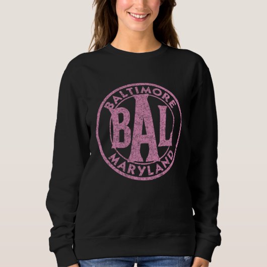 Baltimore BAL Circle Sign Distressed Pink Print スウェットシャツ (正面)