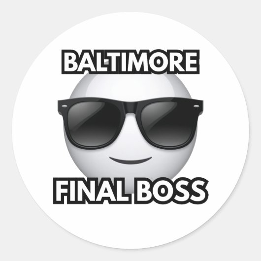 Baltimore Final Boss Cool Emoji Sticker ラウンドシール (正面)
