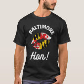 Baltimore Hon Maryland Girl MD State Flag Lips Kis Tシャツ (正面)