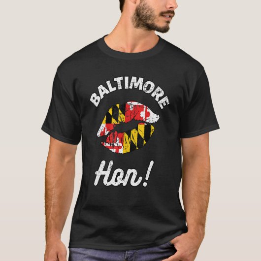 Baltimore Hon Maryland Girl MD State Flag Lips Kis Tシャツ (正面)