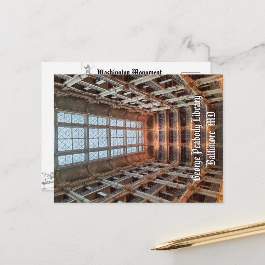 Baltimore Landmarks Postcard Peabody Library Photo ポストカード (正面/裏面インサイチュ)
