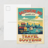 Baltimore Maryland Charm City Retro ポストカード (正面/裏面)