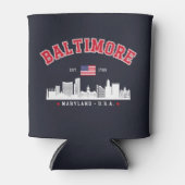 Baltimore Maryland Chic Cityscape Design 缶クーラー (正面)