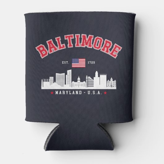 Baltimore Maryland Chic Cityscape Design 缶クーラー (正面)