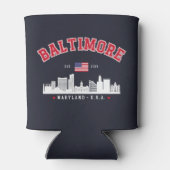 Baltimore Maryland Chic Cityscape Design 缶クーラー (裏面)
