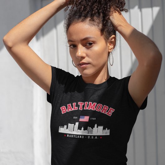 Baltimore Maryland Contemporary City Skyline トライブレンドＴシャツ
