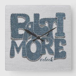 Baltimore Maryland Denim Letter スクエア壁時計