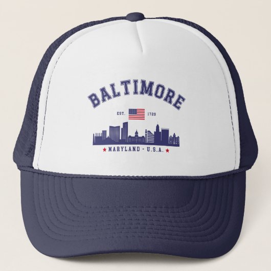 Baltimore Maryland Modern Skyline city キャップ (正面)