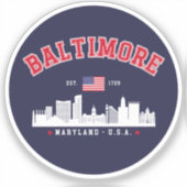 Baltimore Maryland Modern Skyline city シール (正面)