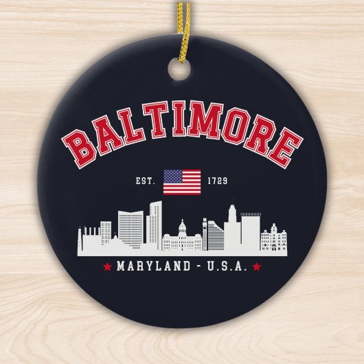 Baltimore Maryland Modern Skyline city セラミックオーナメント
